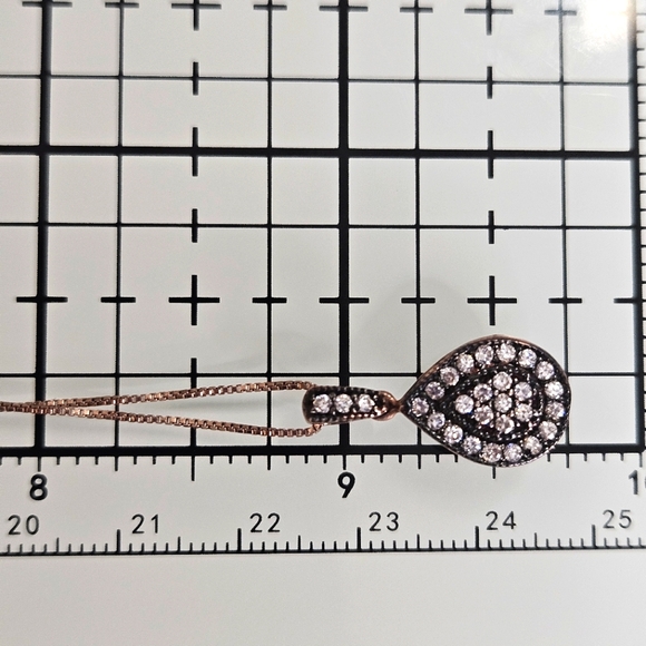 Rose Gold Sterling Silver Crystal Pendant & Rose Gold Plated 925 Box Chain 18" - Picture 6 of 13